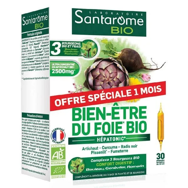SANTAROME Bien-être Du Foie Bio - 30 Ampoules