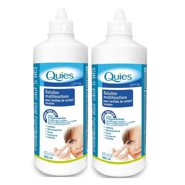 QUIES OPTIK - Solution Multifonctions pour Lentilles Souples, 2x260ml