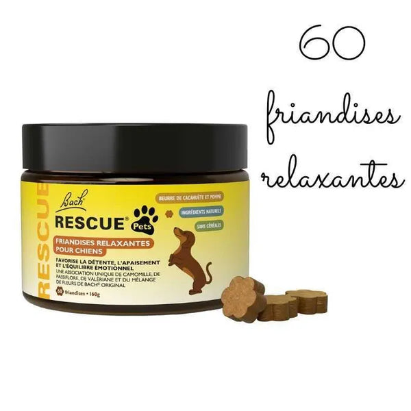 Bach Rescue Pets - Friandises Relaxantes Pour Chien, 60 Croquettes RESCUE Bach Rescue Pets - Friandises Relaxantes Pour Chien, 60 Croquettes