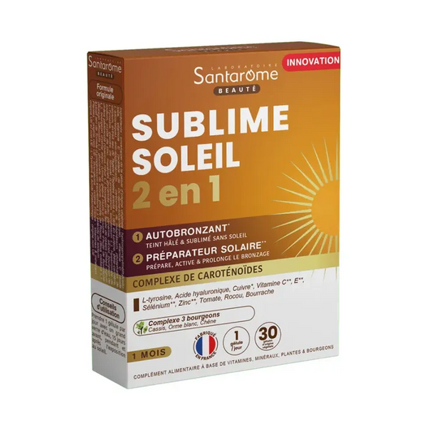SANTAROME Sublime Soleil 2en1 - Préparateur & Activateur De Bronzage, 30 gélules