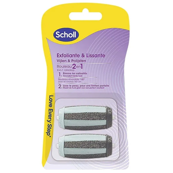 SCHOLL Rouleaux 2-en-1 de Remplacement Recharge Exfoliante & Lissante, 2 Unités