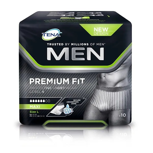 TENA MEN PREMIUM FIT - Protection Urinaire Niveau 4 Taille L , 10 unités