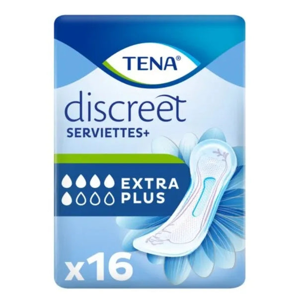 TENA DISCREET - Serviettes Fuites Urinaires Extra Plus, 16 Unités