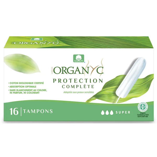 ORGANYC Tampons Super Sans Applicateur Coton Bio, 16 Tampons